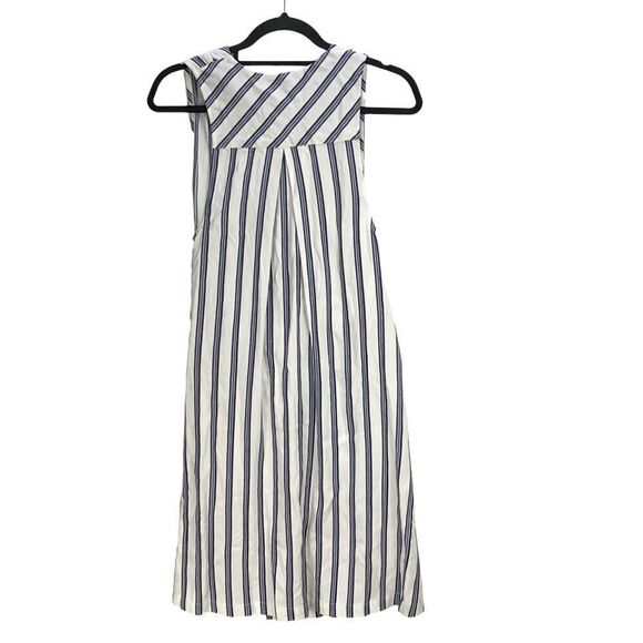 Free People Wm’s Sz XS Blue White Stripe Sleeveless Wrap Side Slit Dress - Picture 7 of 9
